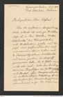 Nachlass Franz Steindachner, Brief von Josef Szombathy an Franz Steindachner (17.05.1908), Inv.Nr. 534.12, Seite 1